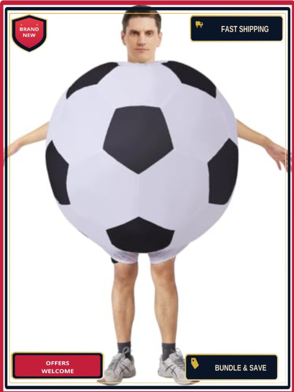 Adult Inflatable Soccer Ball Costume Blow Up Halloween Party Cosplay